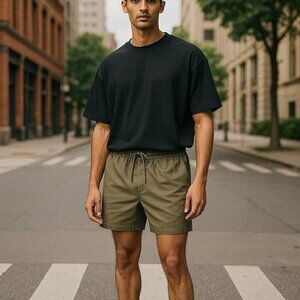 Burnside Medium Heather Khaki Performance Stretch Sunday Short Hybrid Series M